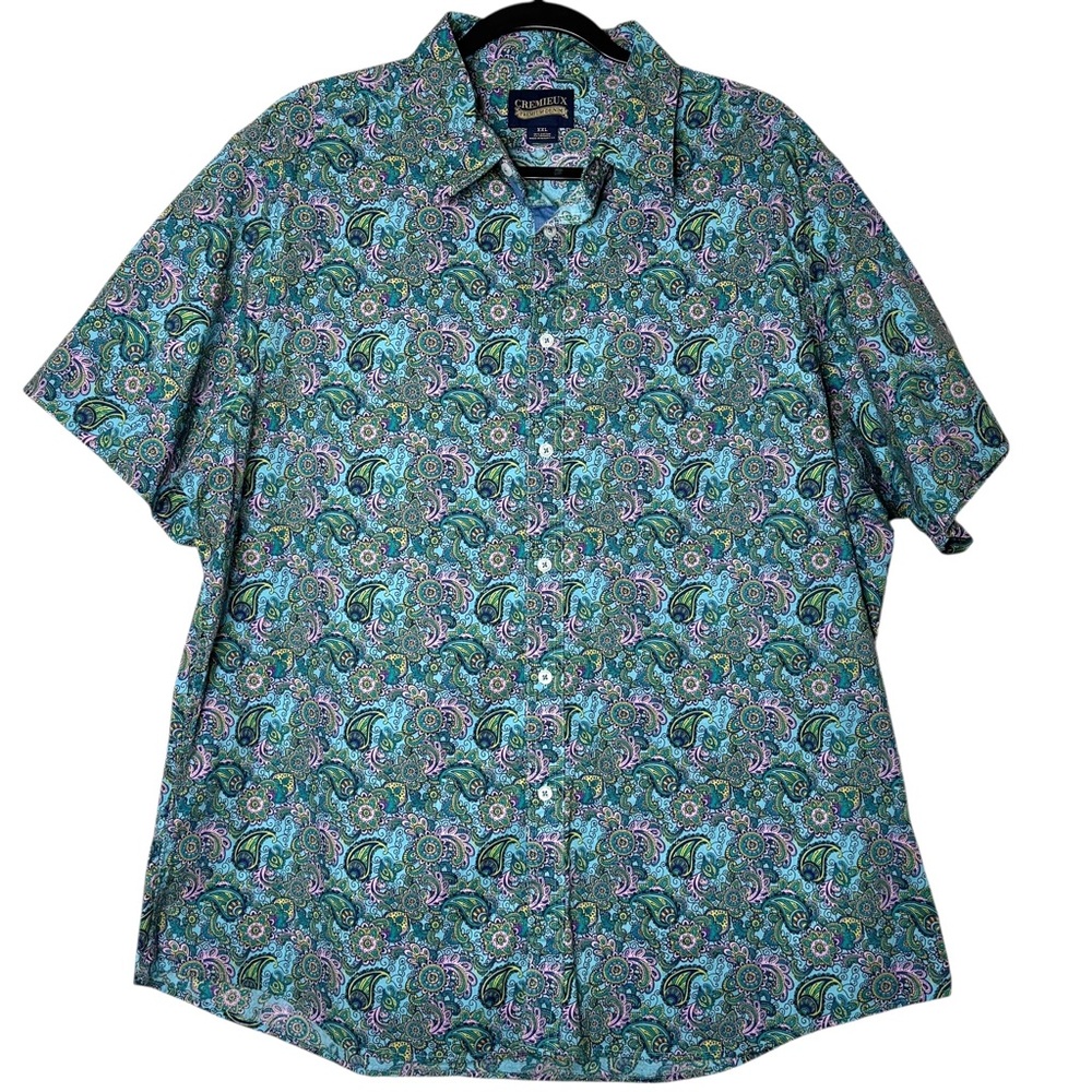 Cremieux Men’s Short Sleeve Button Down Shirt XXL Multi-Color Paisley Print